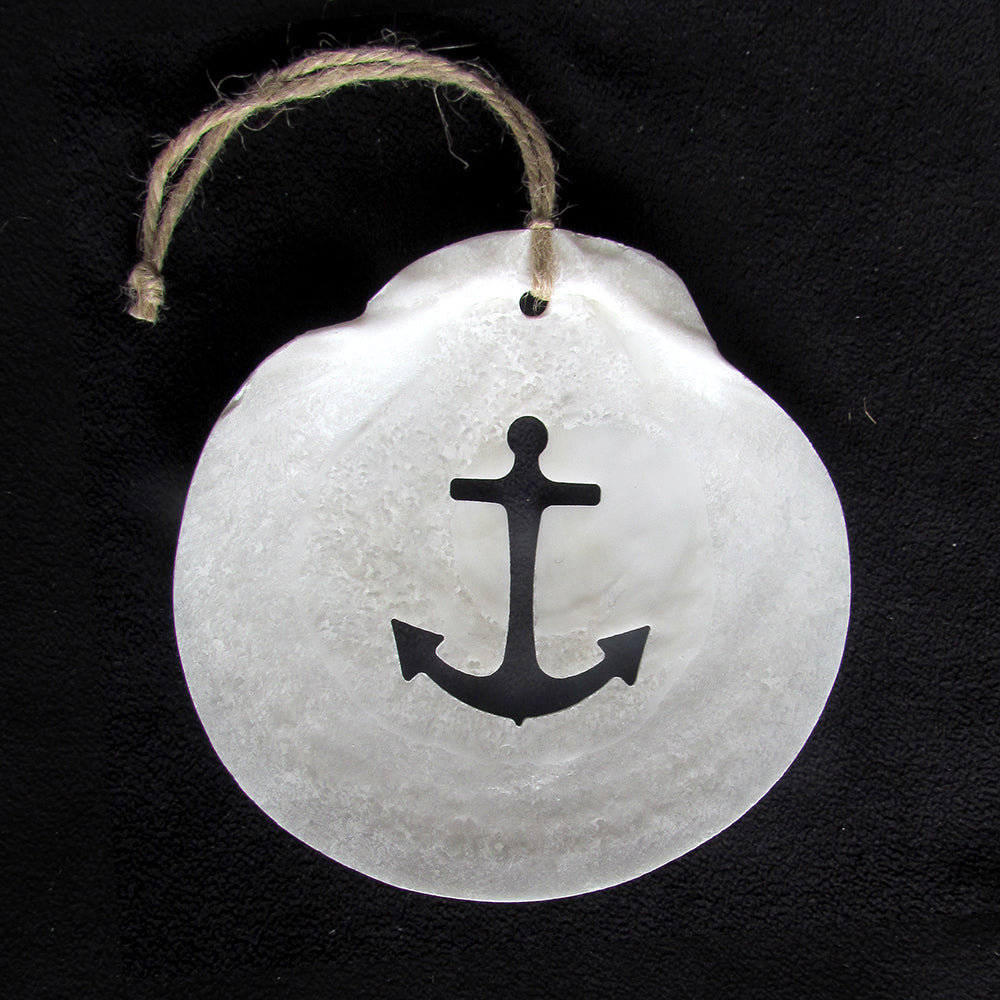 Scallop Shell Ornament - Anchor