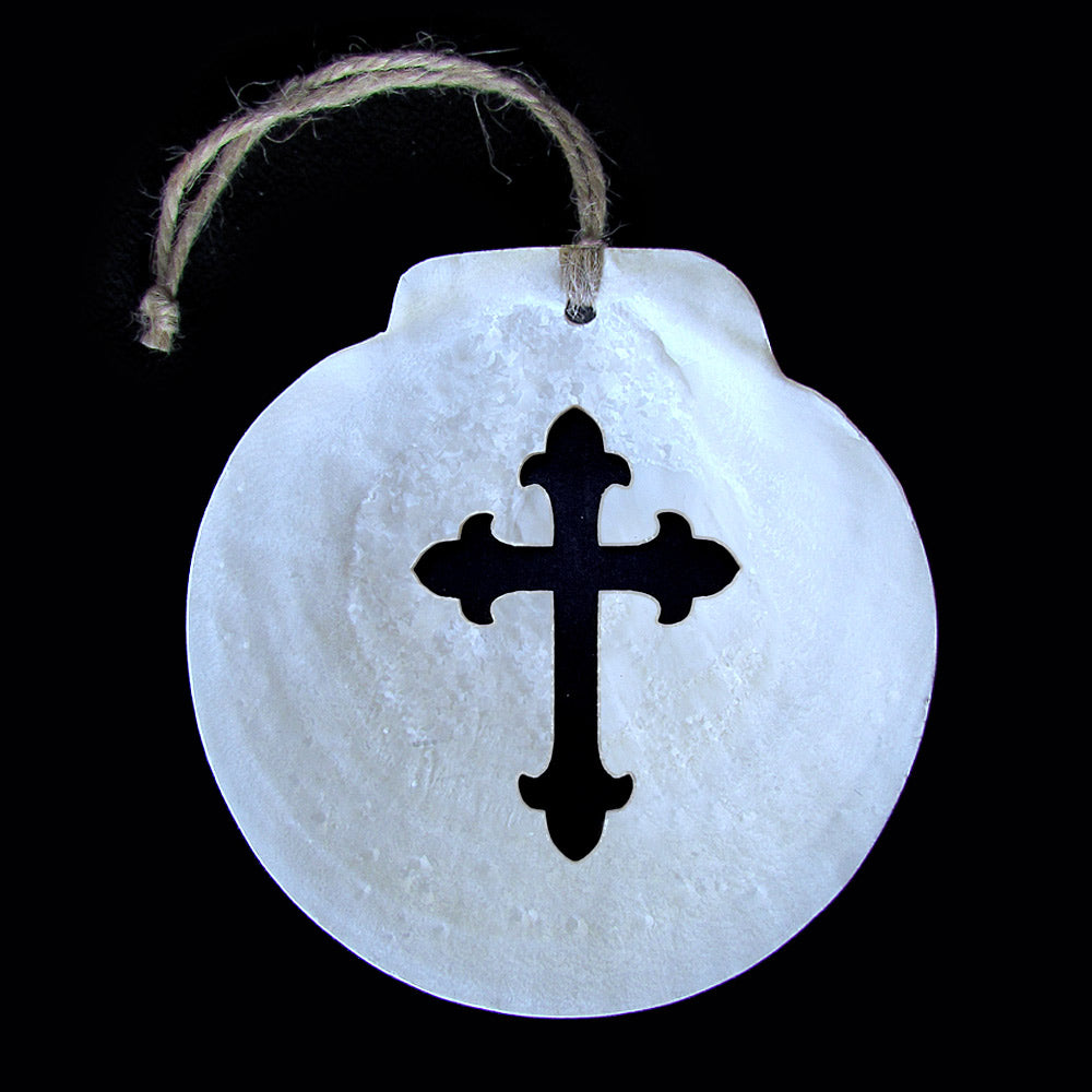 Scallop Shell Ornament - Cross