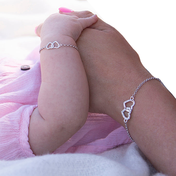 Cherished Moments Bracelet - Mom and Me Double Heart Set MEDIUM