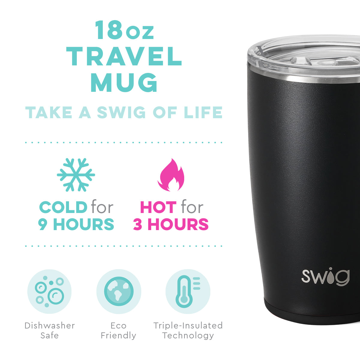 Swig - 18 oz Travel Mug - Matte Hot Pink