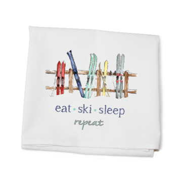 Flour Sack Towel Eat Ski Sleep