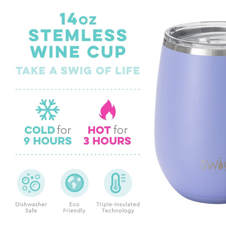 SWIG STEMLESS WINE CUP 14OZ MATTE HYDRANGEA
