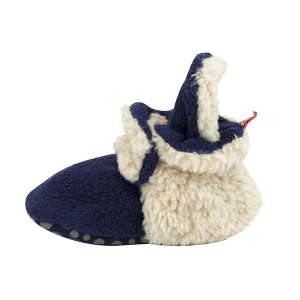 COZIE FLEECE BOOTIE - TRUE NAVY FURRY LINED W/ GRIPPERS