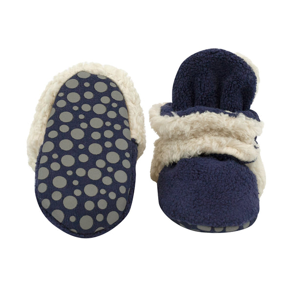 COZIE FLEECE BOOTIE - TRUE NAVY FURRY LINED W/ GRIPPERS