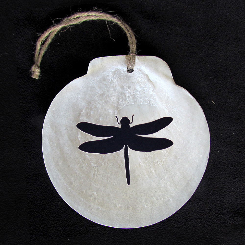 Scallop Shell Ornament - Dragonfly