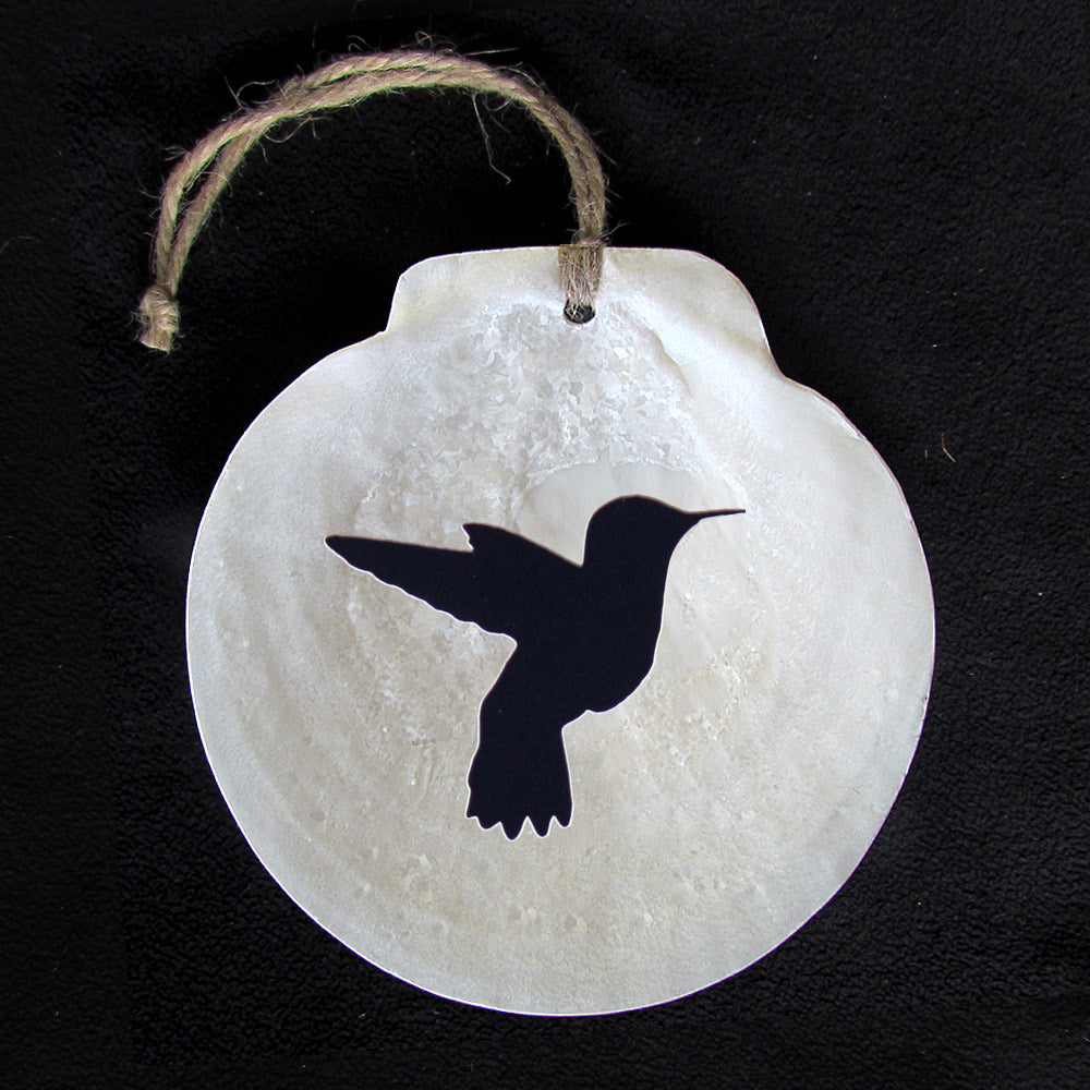 Scallop Shell Ornament - Hummingbird