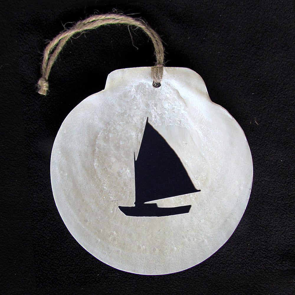Scallop Shell Ornament - Sailboat