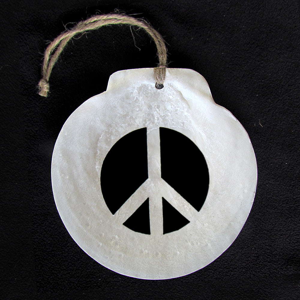 Scallop Shell Ornament - Peace Symbol