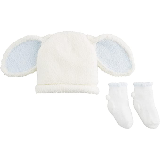 BUNNY CHENILLE HAT AND SOCK SET - BLUE