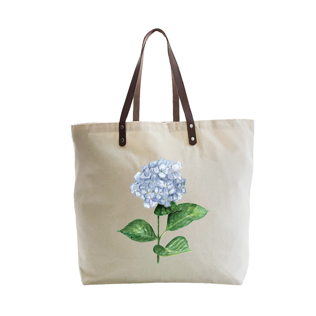 Tote with Leather Handles Cape Cod Hydrangea Stem