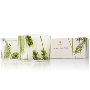 Frasier Fir Poured Candle Set Pine Needle Design 3.8oz