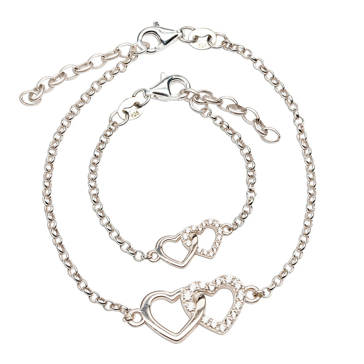 Cherished Moments Bracelet - Mom and Me Double Heart Set SMALL
