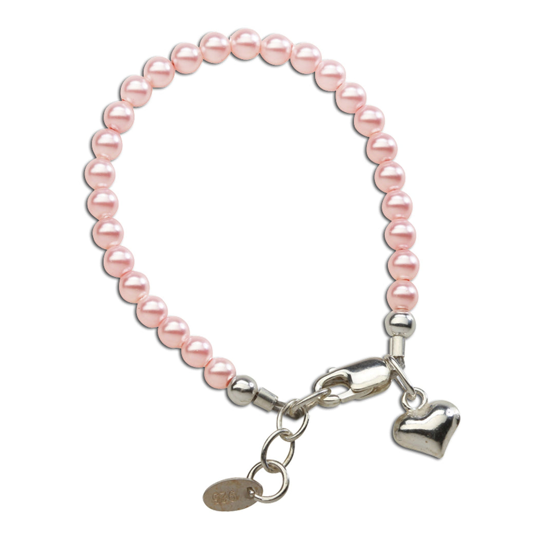 Cherished Moments Bracelet - Serenity Pink Pearl w/ Puff Heart Charm MEDIUM