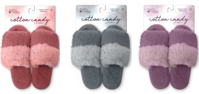 Cotton Candy Puff Slippers - Berry